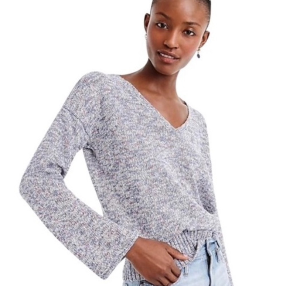 J Crew Flare Sleeve Marled Knit Sweater Size Small
